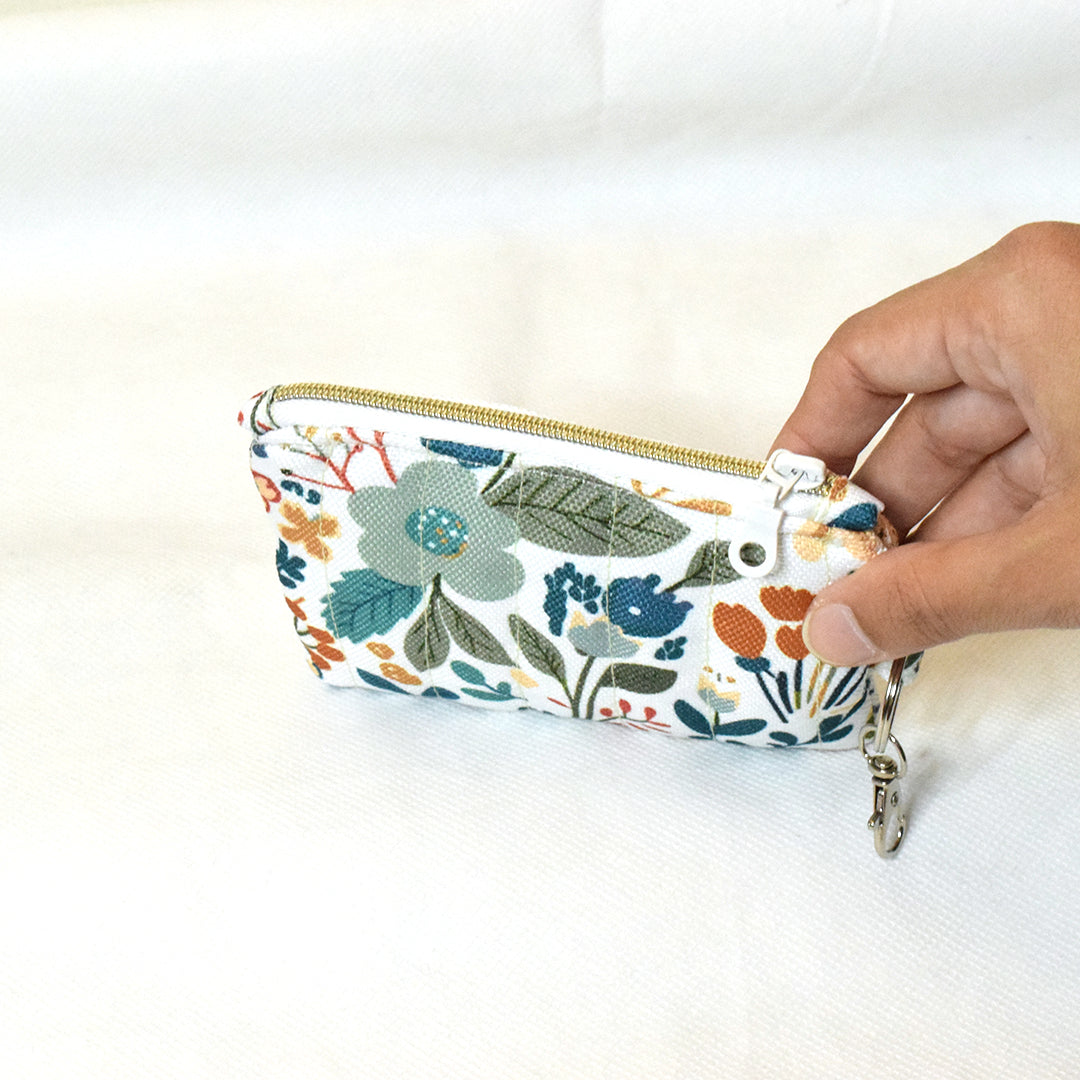 Quilted Card and Coin Pouch with Key Ring