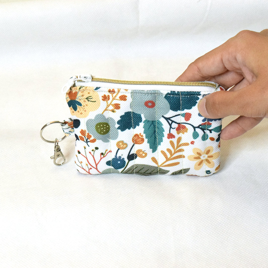 Quilted Card and Coin Pouch with Key Ring