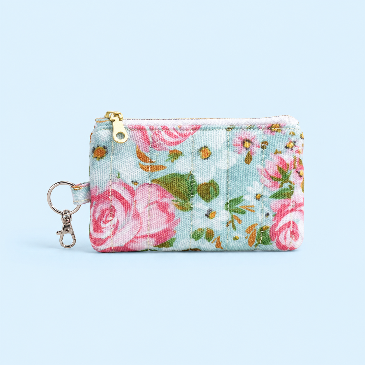 Quilted Card and Coin Pouch with Key Ring