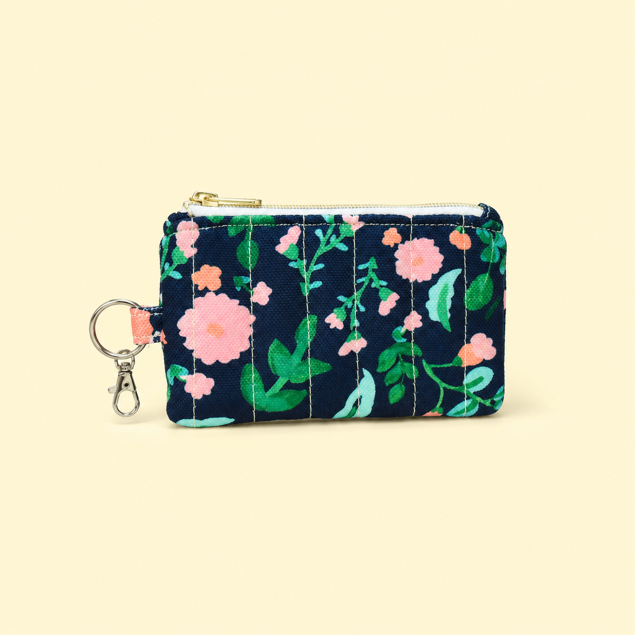 Quilted Card and Coin Pouch with Key Ring