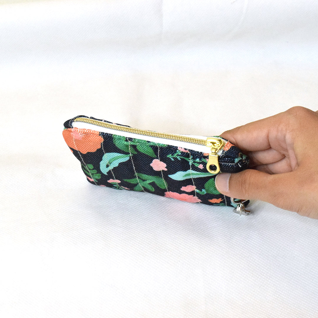Quilted Card and Coin Pouch with Key Ring