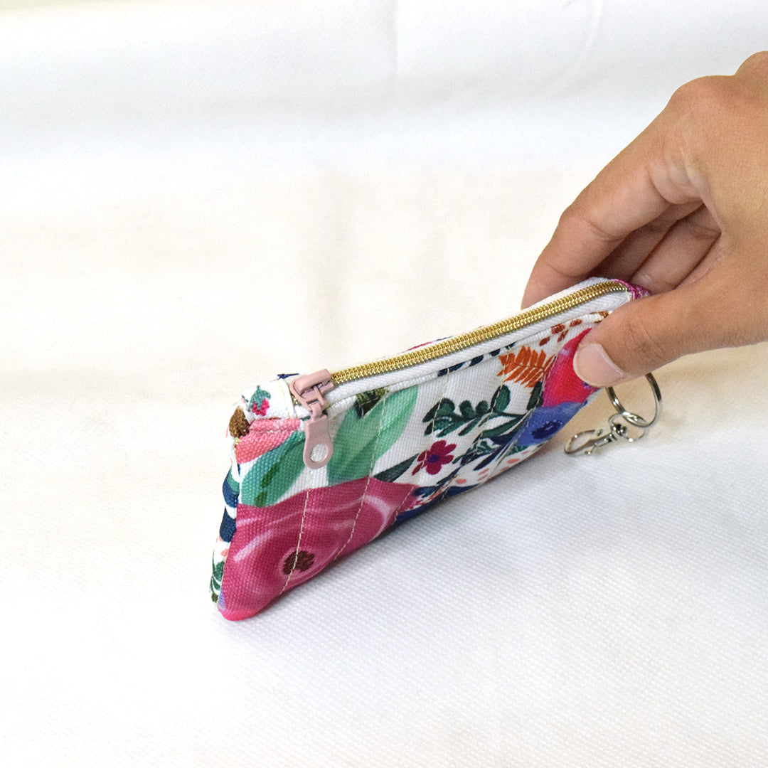 Quilted Card and Coin Pouch with Key Ring