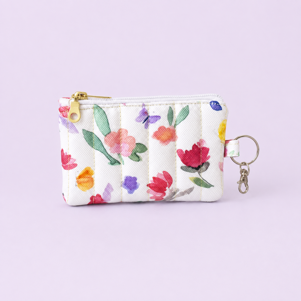 Quilted Card and Coin Pouch with Key Ring
