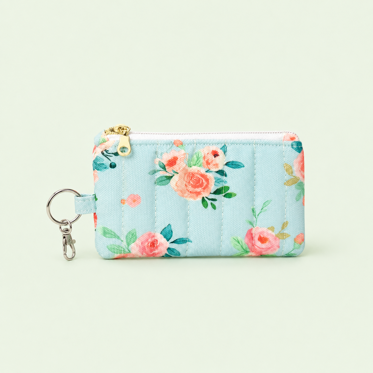 Quilted Card and Coin Pouch with Key Ring