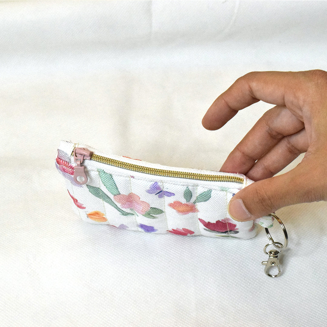 Quilted Card and Coin Pouch with Key Ring