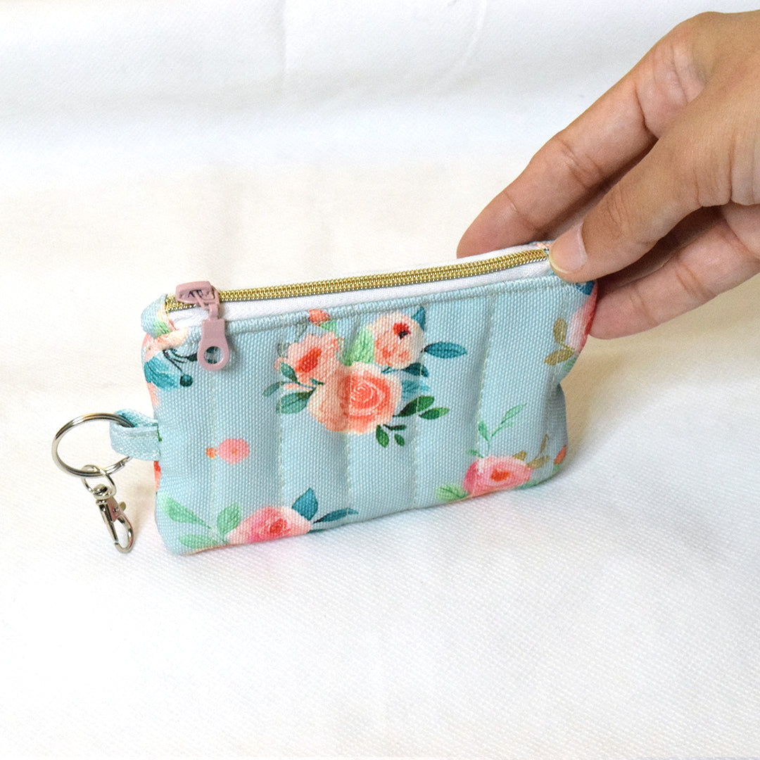 Quilted Card and Coin Pouch with Key Ring
