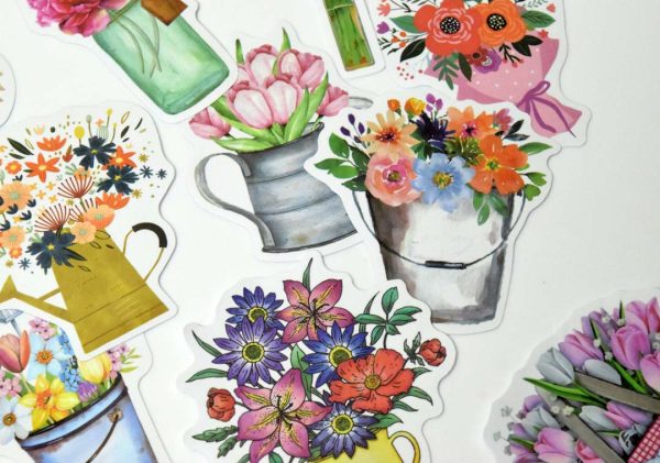 Flowers In Pot Stickers